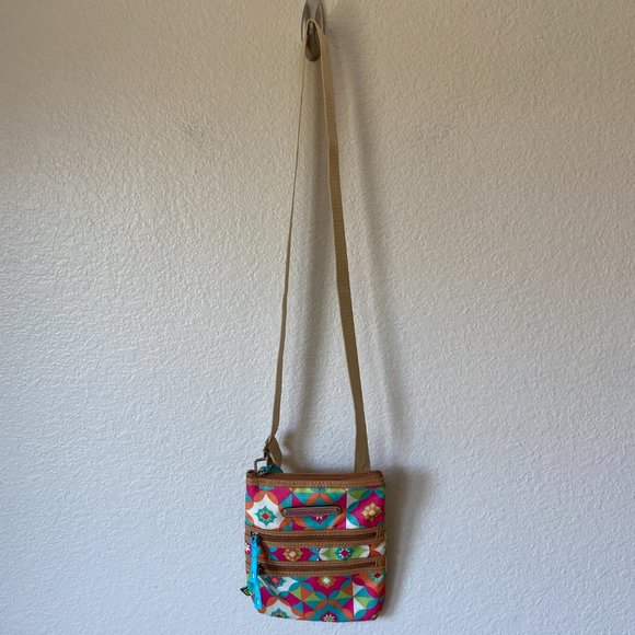 Lily Bloom Mandala Geometric Print Crossbody Multiple Pocket Purse Bag - Picture 8 of 14